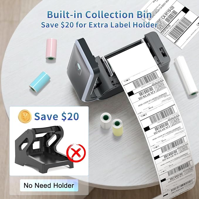 JADENS Battery Powered Thermal Printer, Cordless 4x6 Shipping Label Printer - Image 5