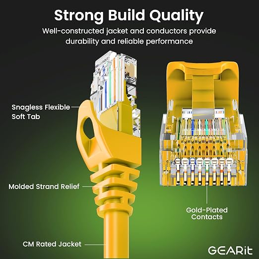 GEARit Cat 6 Ethernet Patch Cable 7 ft Yellow - Image 2