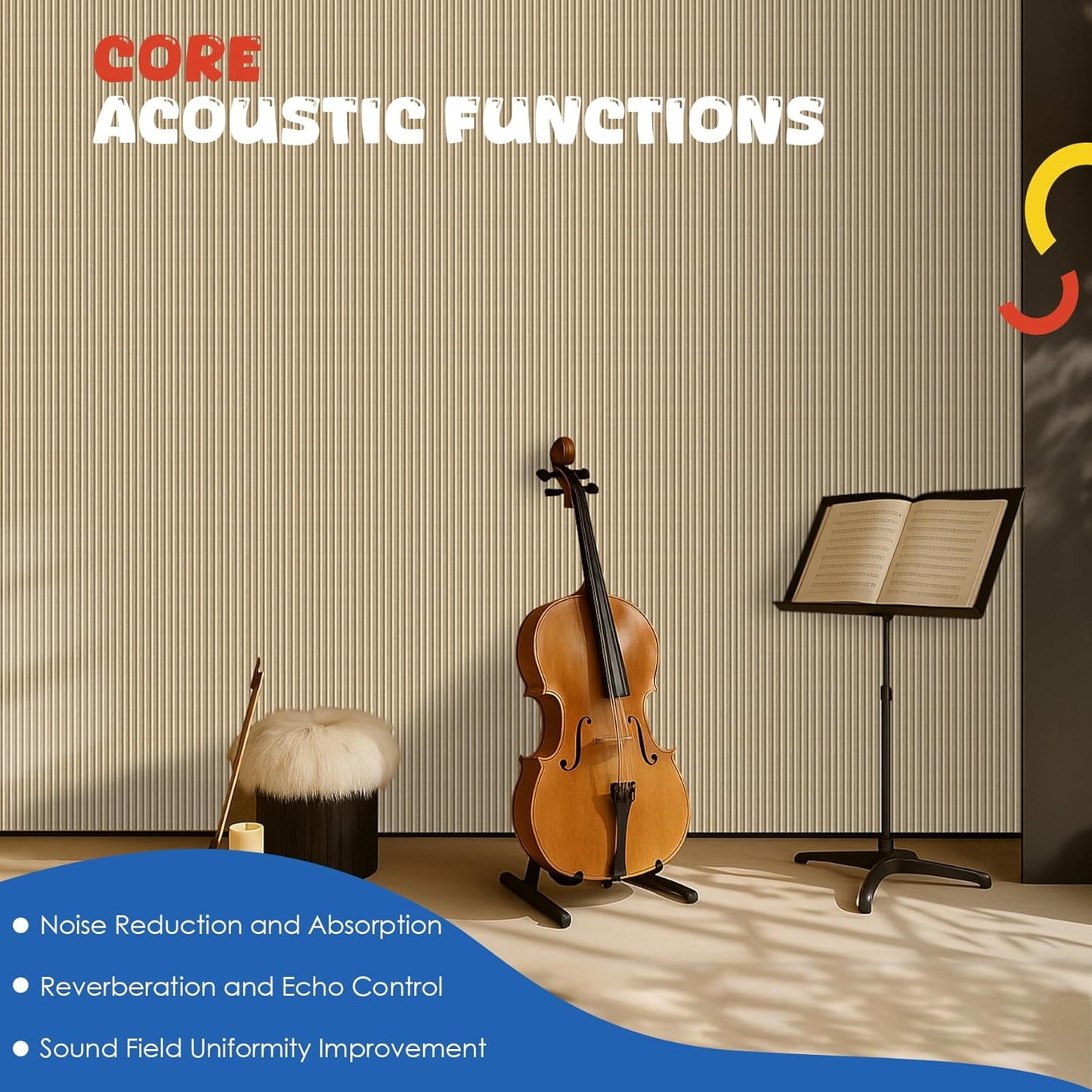 10 Pack Acoustic Panels,47.2x23.6x0.4 inch Acoustic Wall Panels,Large Soundproof Panels,Self-Adhesive Sound Proof Panels for Walls,Acoustic Treatment for Recording Studio&Office,Camel