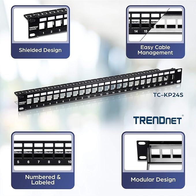 TRENDnet 24-Port Blank Keystone Shielded 1U Patch Panel, 1U 19" Rackmount - Image 3