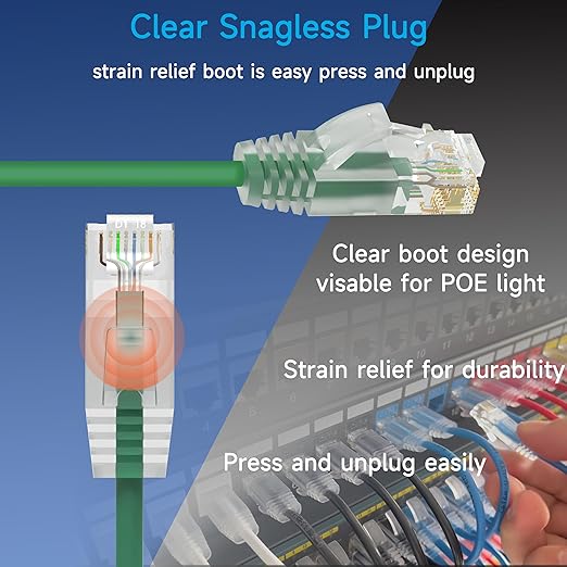Cat6a Slim Ethernet Patch Cable 2 ft, Cat6a Patch Cable - Image 4