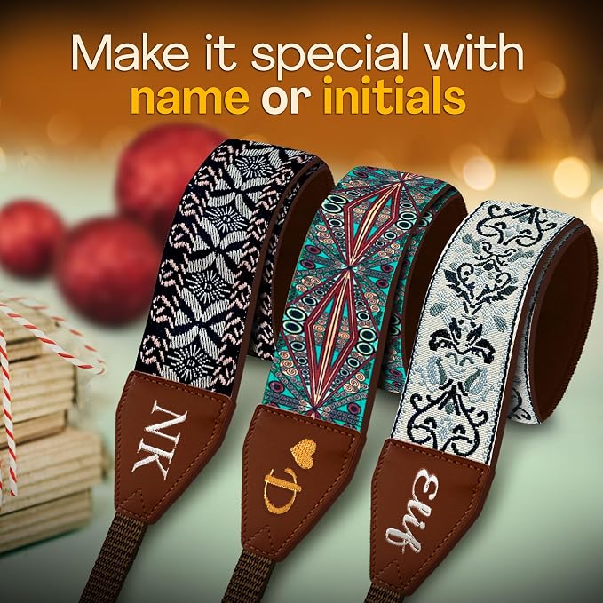 Art Tribute Custom Camera Strap Golden Embroidey - Image 2