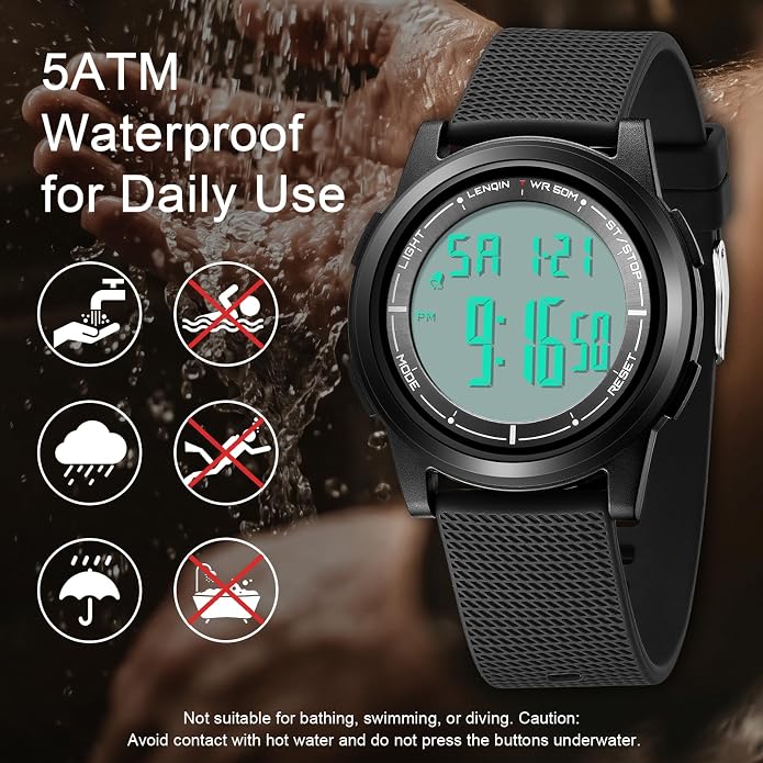 HANPOSH Mens Digital Watch Ultra Thin Minimalist Sports Waterproof Outdoor LED - Image 3