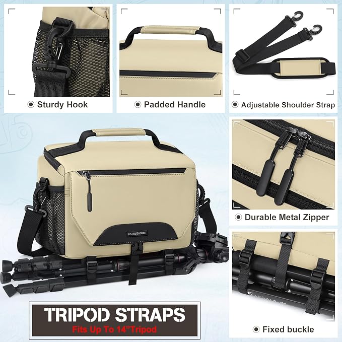 RAINSMORE Camera Bag, DSLR/SLR/Mirrorless Small Camera Sling Bag Waterproof - Image 6