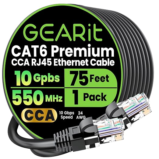 GEARit Cat 6 Ethernet Cable CCA LAN Network Cord, Network Cable by GEARit