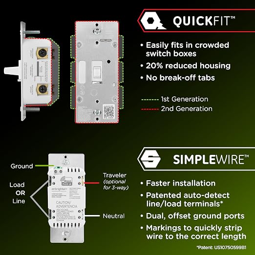 Enbrighten 800 Series Z-Wave On/Off Toggle Switch, Long Range 800LR, Quick Fit - Image 2