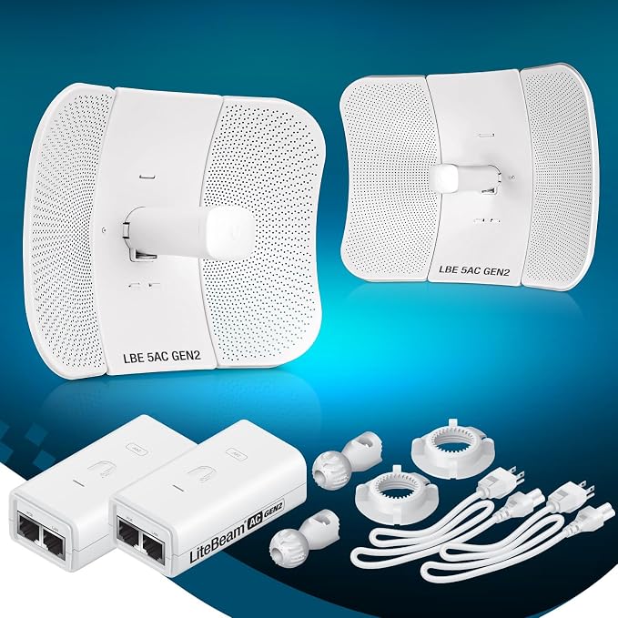 Wireless Bridge LBE-5AC-GEN2 PRE-CONFIGURED Bundle of 2 Ubiquiti LiteBeam 5AC by GOODSTORY