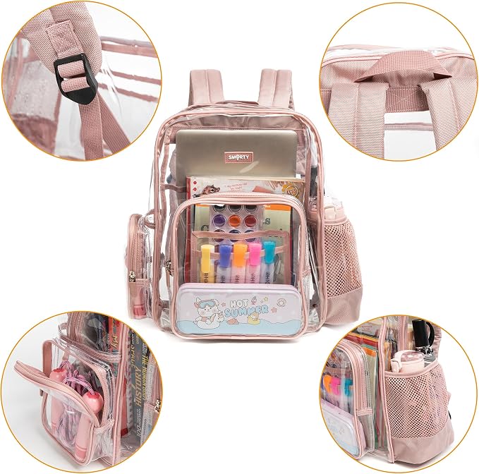 J.CARP Clear Bag Heavy Duty Backpack Durable Transparent See Through Bag - Image 3