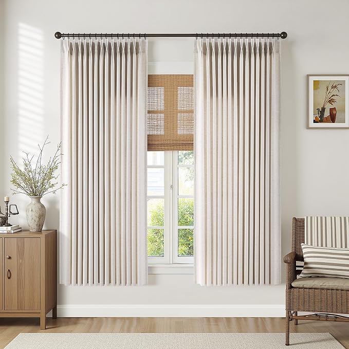 Memory Trained Pinch Pleated Curtains 63 Inches Long, Viral Linen Pinch Pleat - Image 2