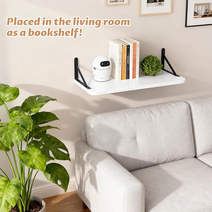 Floating Projector Shelf for Wall, Solid Wood AV Wall Mount Shelf for Router - Image 5