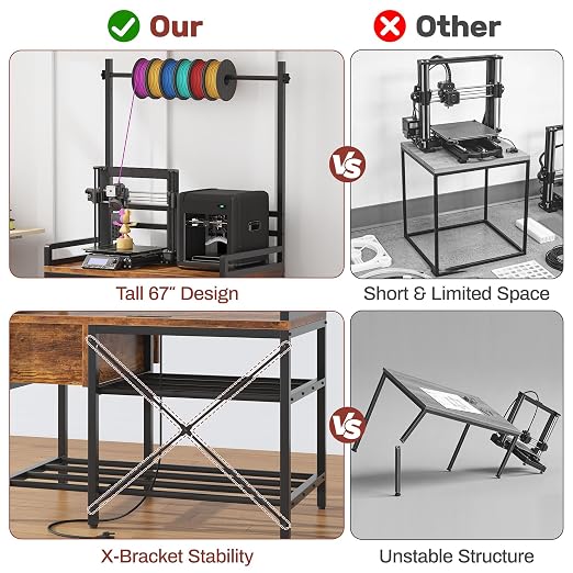 3D Printer Stand with Filament Storage – Tall 66" Heavy Duty Metal 3D Printer - Image 7
