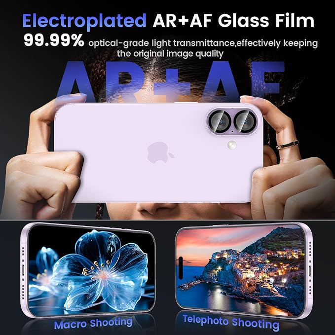 Tensea [3Pcs for iPhone 17/iPhone 16 Camera Screen Protector, Tempered Glass - Image 3