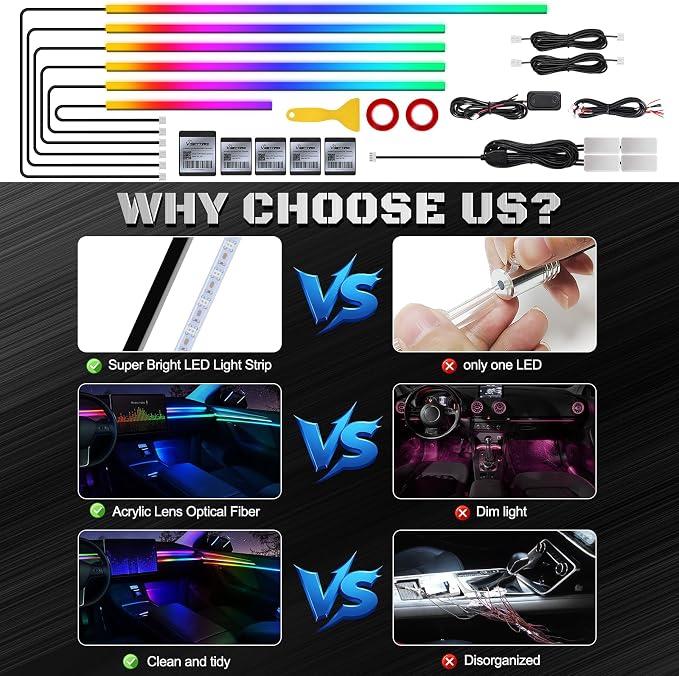 Dreamcolor Acrylic Interior Car LED Strip Light - Image 5