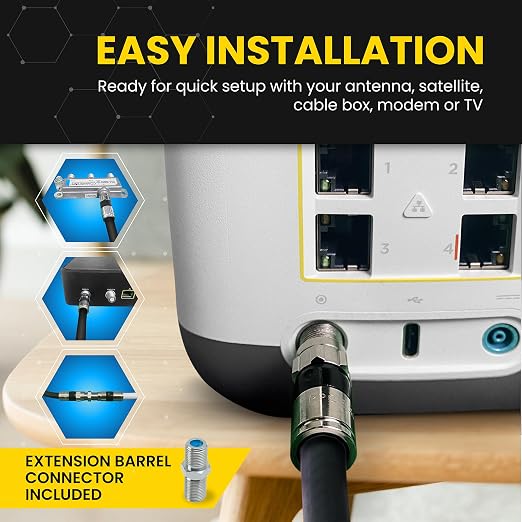 RG6 Coaxial Cable with F Connectors, High Speed Internet and TV Cord - Image 4