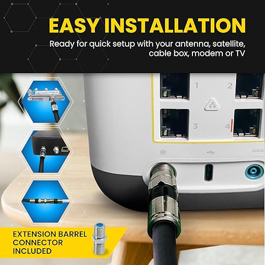RG6 Coaxial Cable with F Connectors, High Speed Internet and TV Cord - Image 3