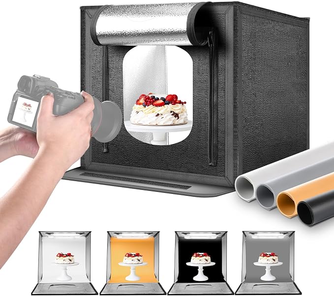 NEEWER 50W Upgraded Photo Studio Light Box, 4 Backdrops, 5600K 192 LEDs by Neewer