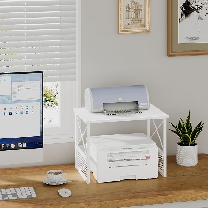 Printer Stand for Desk, Desktop Printer Stand Shelf Organzier for Home Office - Image 2