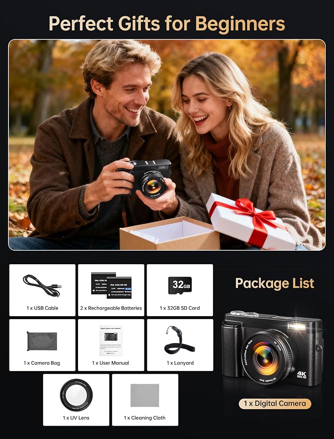 4K Digital Camera for Photography, 64MP Autofocus WiFi Vlogging Camera for - Image 8
