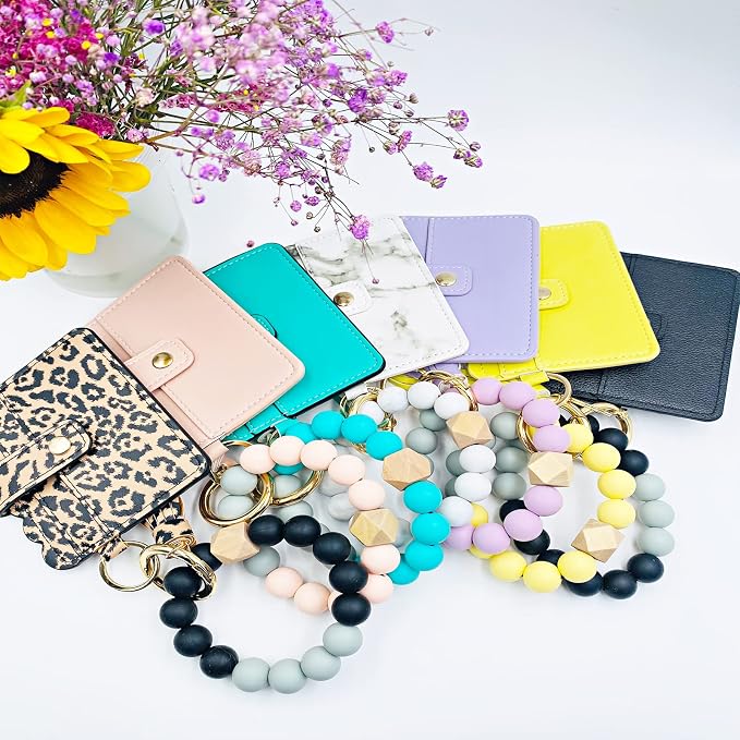 Keychain Wallet Wristlet Small Credit Card Holder Bracelet Key Chain Purse - Image 7