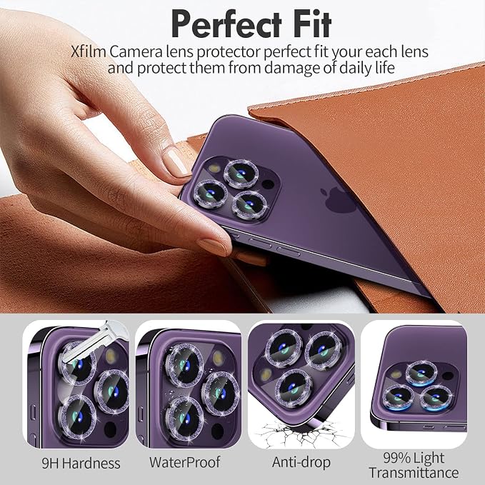 for iPhone 14 Pro/14 Pro Max Camera Lens Protector Bling, 9H Hardness - Image 3