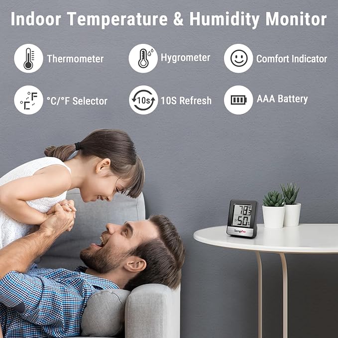 TempPro TP49 Digital Hygrometer Indoor Thermometer Humidity Meter Room - Image 2