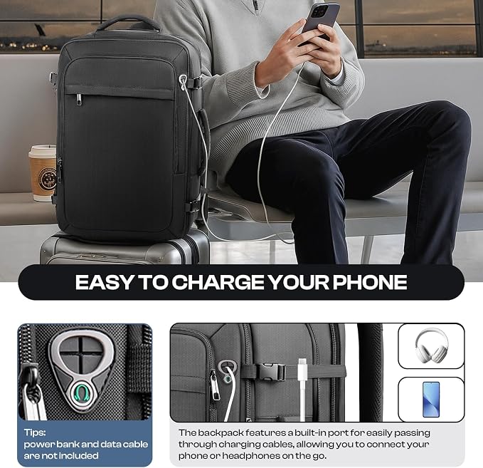 Carry on Backpack for 1-10 Days Trips, Extra Large 40L-50L Travel Backpack TSA - Image 6