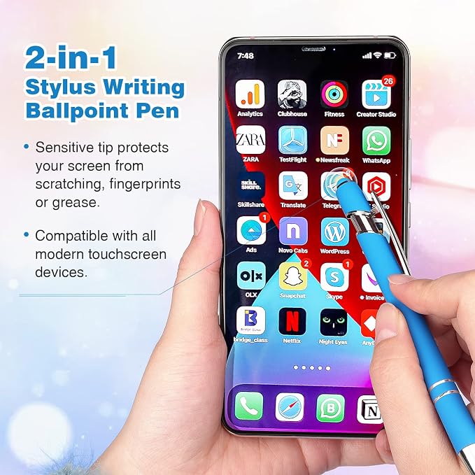 8 Pack Ballpoint Pen 2-in-1 Stylus Retractable Ballpoint Pen - Image 5