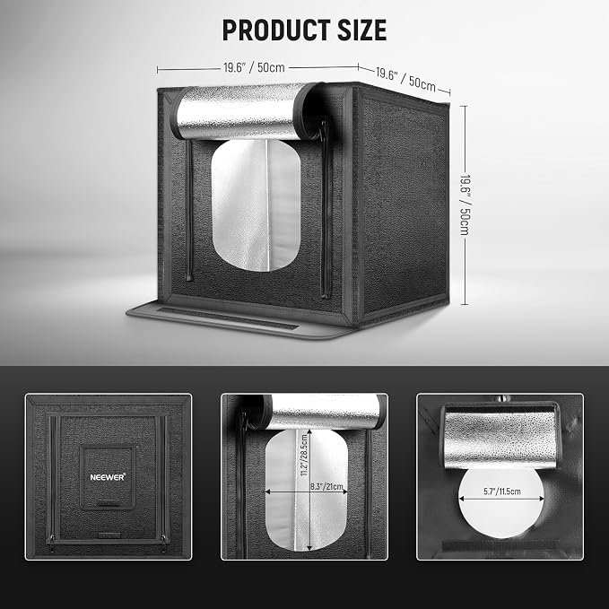 NEEWER 50W Upgraded Photo Studio Light Box, 4 Backdrops, 5600K 192 LEDs - Image 8