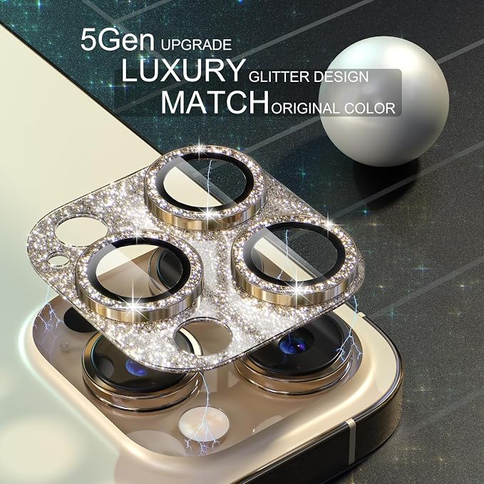 Choiche for iPhone 14 Pro/iPhone 14 Pro Max Camera Lens Protector, Bling Camera - Image 3