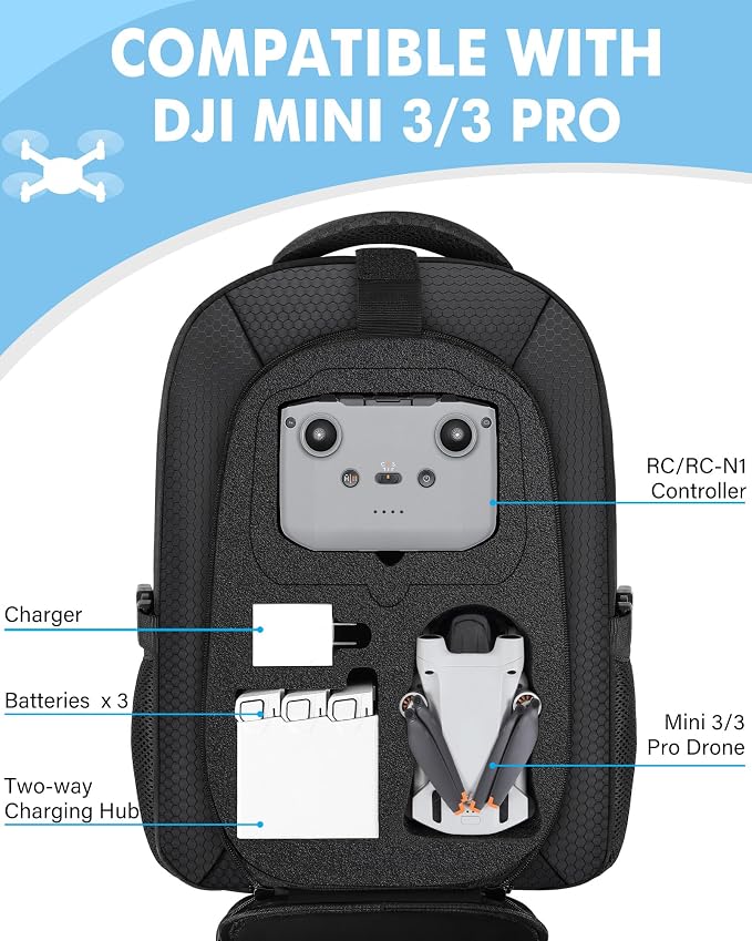 PEKREWS Mini 4 Pro Case, Mini 3/4 Pro Waterproof Hard Carrying Case, Large - Image 3