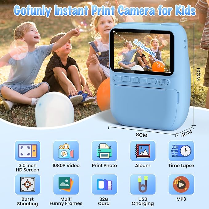 Kids Camera Instant Print, 3.0" HD 32MP Birthday Gifts - Image 3