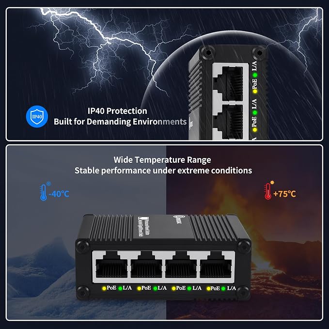 5 Ports Gigabit PoE Passthrough Mini Ethernet Switch 1 PoE++ Uplink in @90W 4 - Image 5