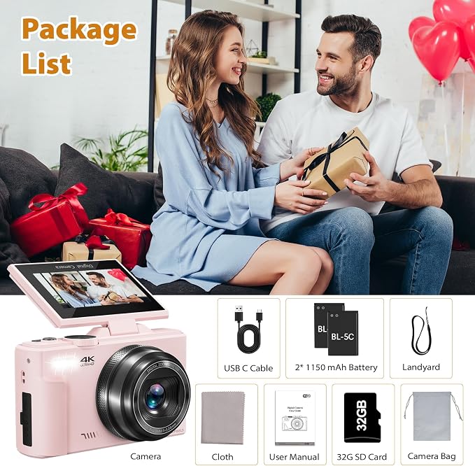 4K Digital Camera for Photography, 64MP Compact Vlogging Camera - Image 8