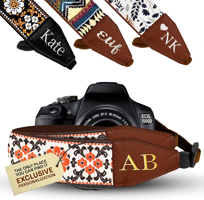 Art Tribute Personalized Camera Strap Orange Flowers by ArtTribute