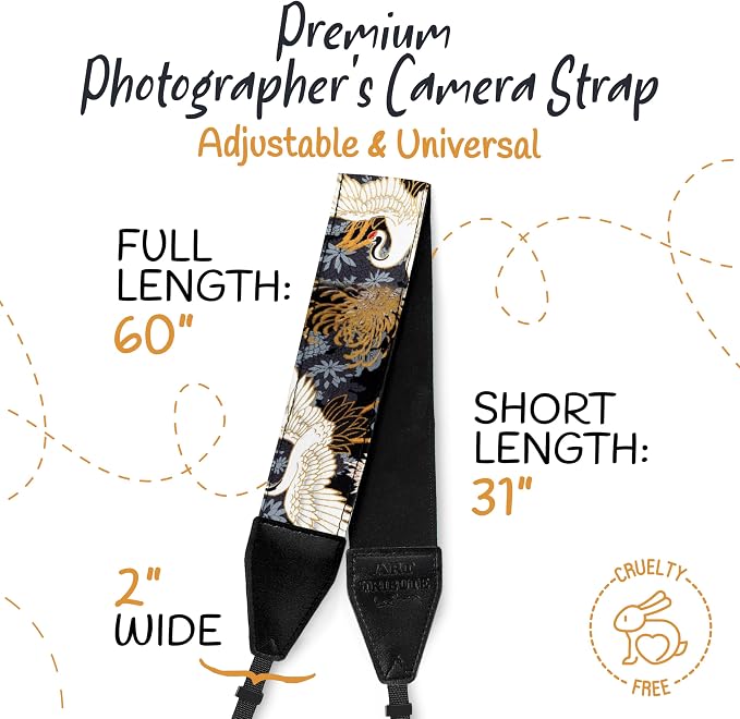 Art Tribute Camera Strap, Vintage Embroidered Neck Shoulder & Crossbody Camera - Image 5