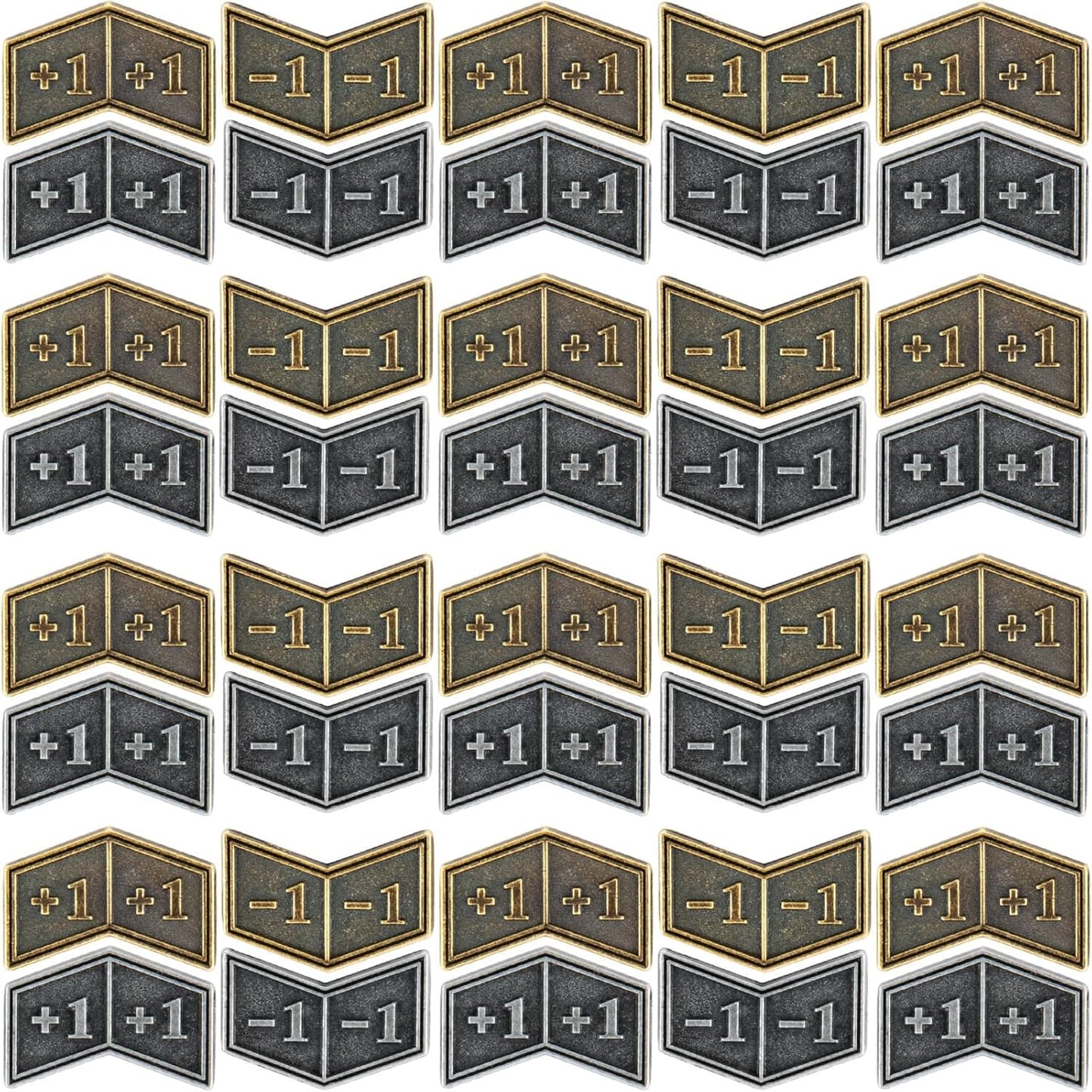 40 PCS Antique Metal Buff Counter Tokens with Velvet Bag Magic The Gathering Token Creature Stats or Loyalty Counters for MTG CCG Card Gaming Accessories, Black&Bronze