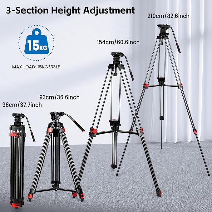 82" /210cm Video Tripod Heavy Duty Tripod - Image 2