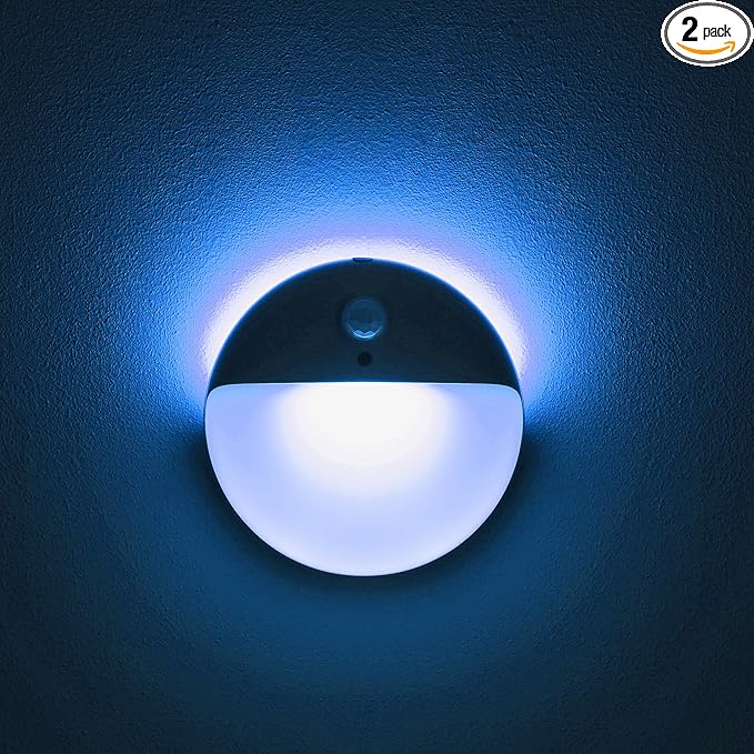 YUNLEX 2 Pack Azure Battery Night Light, Motion Activated Night Light, 2.6" by YUNLEX