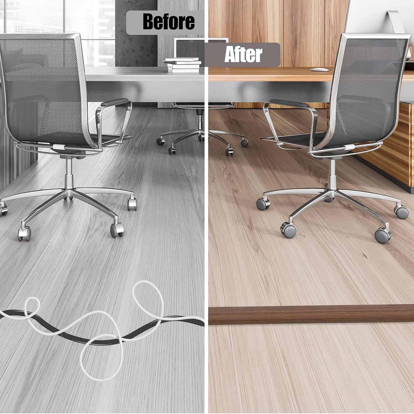 Floor Cord Cover Cable Cavity Self Adhesive Cord Hider Floor 10FT Floor Cable Management Power Cord Protector Floor Electric Cord Covers for Offices, Gym, Exhibitions (Misty Brown Wood, 1.57" x 10')