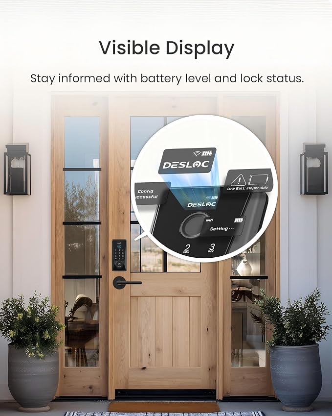 DESLOC Smart Lock D110 Plus, WiFi Fingerprint Smart Front Door Lock - Image 7