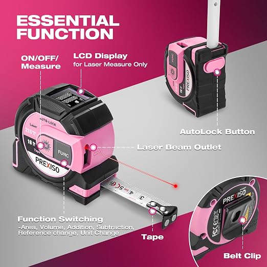 PREXISO 2-in-1 Laser Tape Measure- 215Ft Laser Measuring Tool & 16Ft Measuring - Image 7