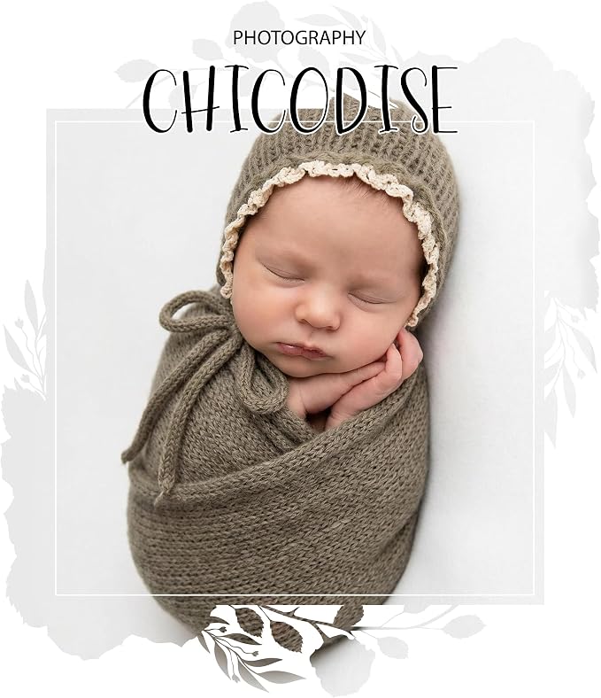 Newborn Photography Props Wraps & Ruffle Edge Bonnet - Image 3