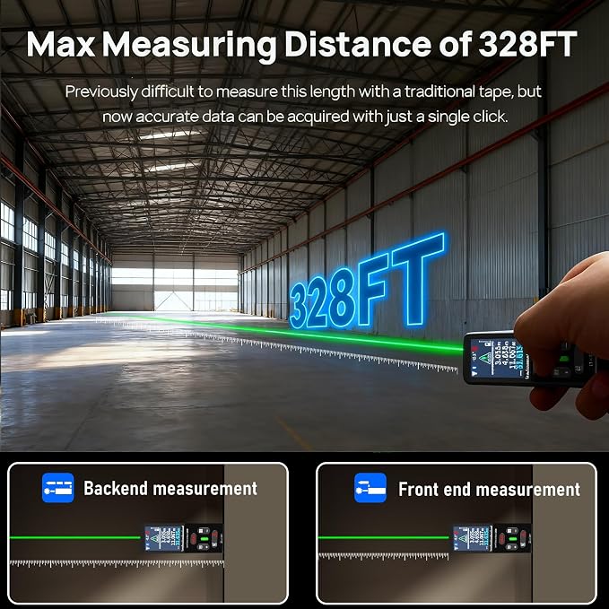 ZC-L387 Laser Measuring Tool 328Ft /100m Dual Green Laser Rangefinder Green - Image 4