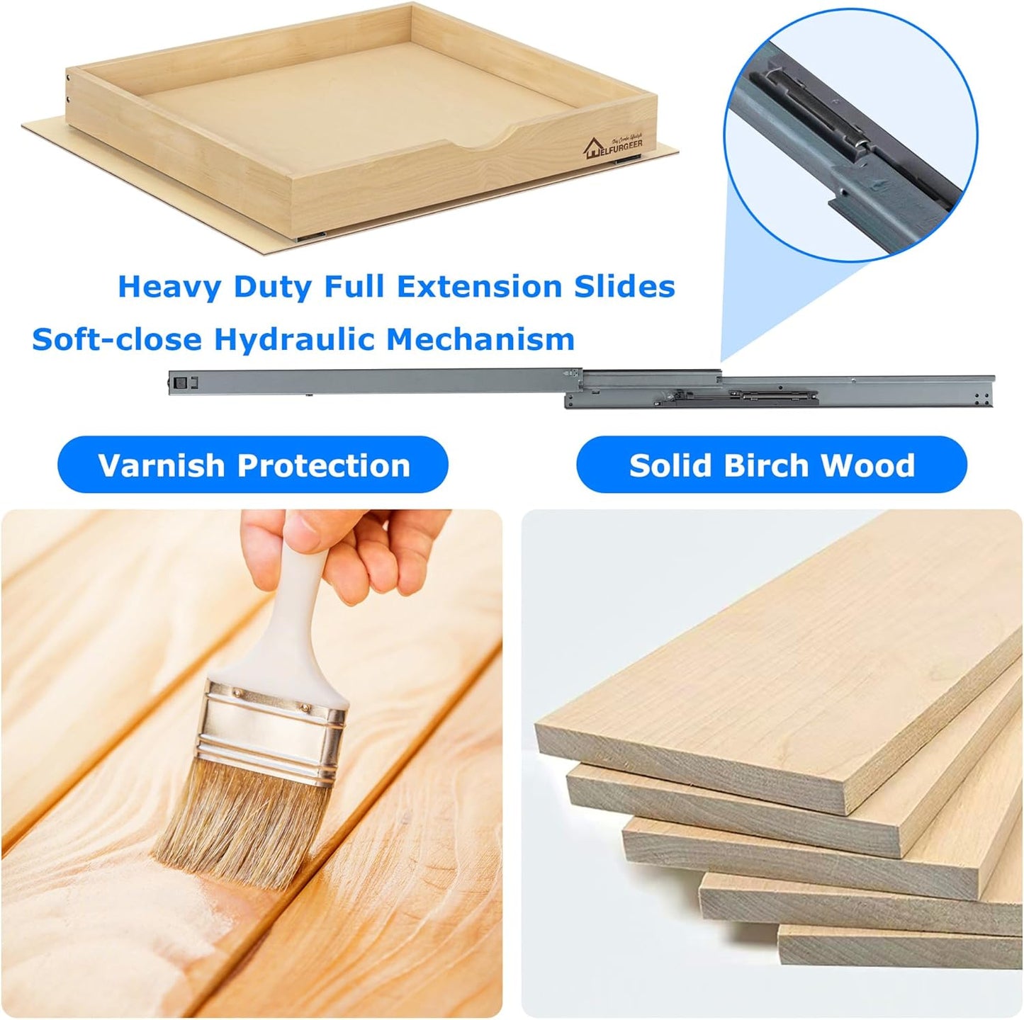 WelFurGeer Soft Close Pull Out Drawers for Cabinets, 11" W x 22" D Pull Out Cabinet Drawer with Heavy Duty Slides, Pull Out Cabinet Organizer, Cabinets Roll Out Drawers, Pull-Out Home Organizers