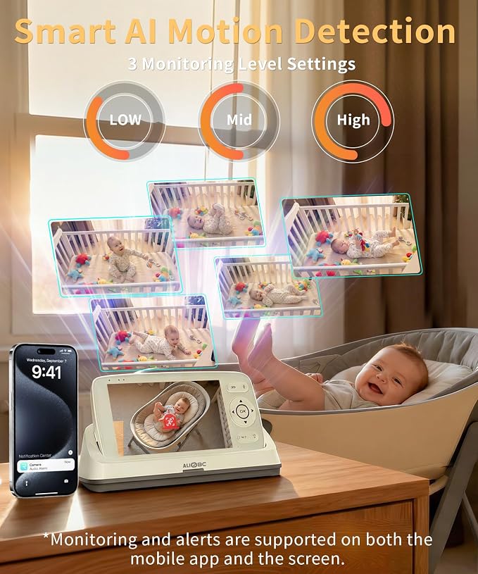 ALIOBC Baby Monitor with Camera and Audio WiFi & No-WiFi Modes AI Smart Baby - Image 4