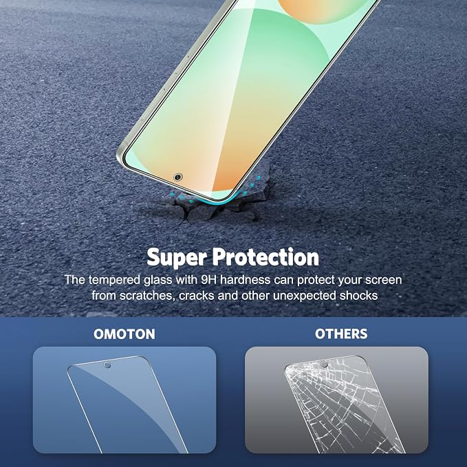 OMOTON 3+2 Pack Screen Protector and Camera Lens Protector - Image 6