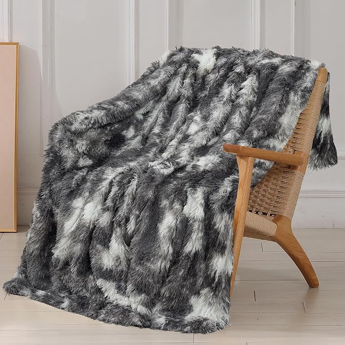 Tuddrom Decorative Extra Soft Fuzzy Faux Fur Throw Blanket 50" x 60", Solid by Tuddrom