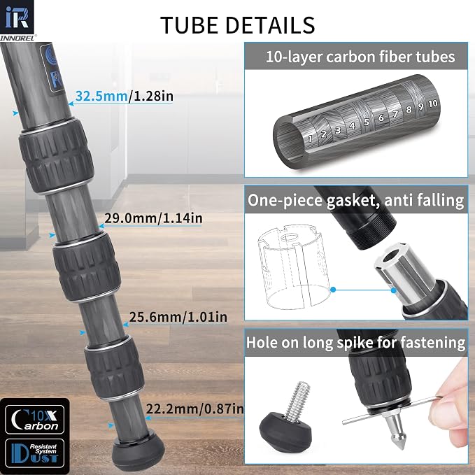 Carbon Fiber Camera Tripod-INNOREL GT324C Professional Compact Shooting Tripod - Image 5