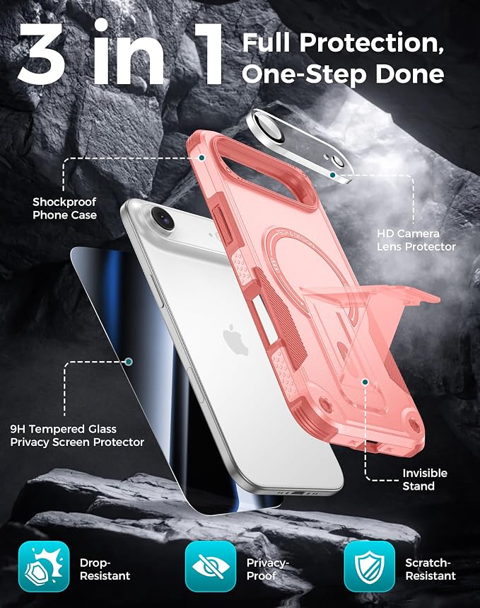 Goton for iPhone Air Case with Privacy Tempered Glass Screen Protector & Camera - Image 3