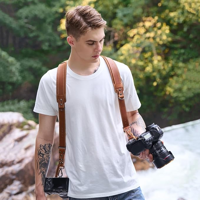 Padwa Lifestyle Tan Dual Camera Harness Strap - Image 4